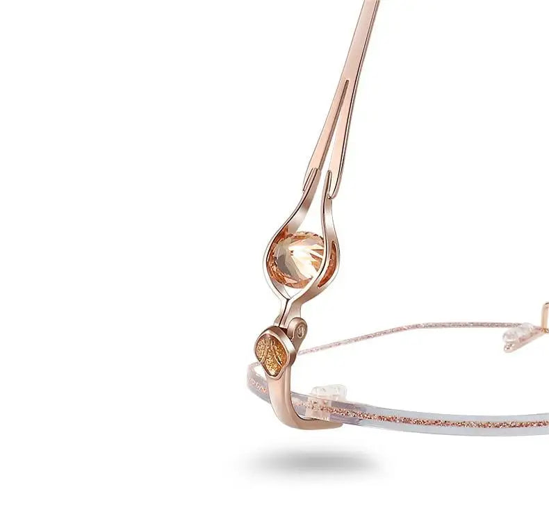 Metal-Trimmed Frameless Reading Glasses – Elegant Anti Blue Light Design for Women